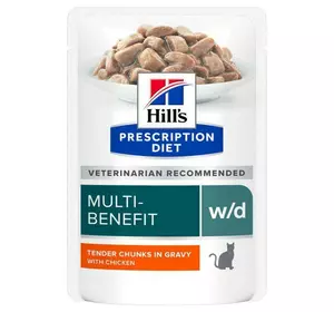 Пауч Hills Prescription Diet w/d (курка) вологий корм для кішок при цукровому діабеті та для контролю ваги (85 г)