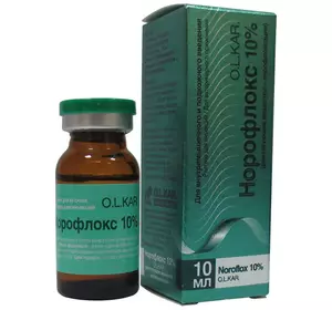 Норофлокс 10% ін'єкційний 10 мл O.L.KAR Норофлокс 10% ін'єкційний 10 мл O.L.KAR