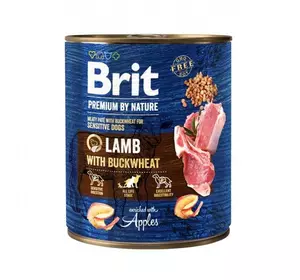 Вологий корм для собак Бріт Brit Premium by Nature ягня з гречкою (консерва), 800 г