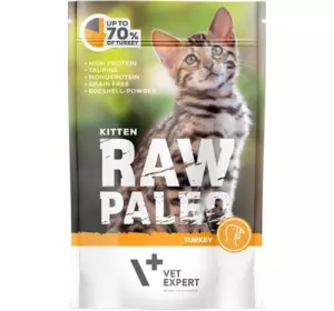 Вологий корм для кошенят Vet Expert Raw Paleo Kitten Turkey з індичкою, 100 г Вологий корм для кошенят Vet Expert Raw Paleo Kitten Turkey з індичкою, 100 г