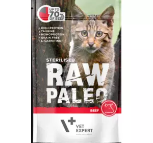 Вологий корм для котів Vet Expert Raw Paleo Sterilised Cat Beef з яловичиною, 100 г Вологий корм для котів Vet Expert Raw Paleo Sterilised Cat Beef з яловичиною, 100 г