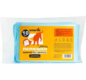Пелюшки щоденні 60х60см 38г/4г (10шт) Smartis Пелюшки щоденні 60х60см 38г/4г (10шт) Smartis