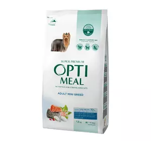 Сухий корм для дорослих собак мініатюрних порід Оптиміл Optimeal з високим вмістом лосося, 1.5 кг Сухий корм для дорослих собак мініатюрних порід Оптиміл Optimeal з високим вмістом лосося, 1.5 кг