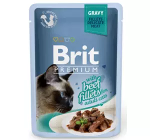 Вологий корм для котів Brit Premium Cat Beef Fillets Gravy pouch 85 г (філе яловичини в соусі)