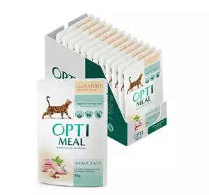 Вологий корм для дорослих котів Оптіміл Optimeal з кроликом у білому соусі (блок 12 шт x 85 г) Вологий корм для дорослих котів Оптіміл Optimeal з кроликом у білому соусі (блок 12 шт x 85 г)