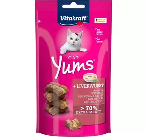 М’які ласощі для котів Вітакрафт Vitakraft Yums закуски з ліверною ковбасою, 40 г М’які ласощі для котів Вітакрафт Vitakraft Yums закуски з ліверною ковбасою, 40 г