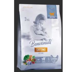 Сухий корм для кошенят Бенвенуті Benvenuti Gattino з куркою 3 кг Сухий корм для кошенят Бенвенуті Benvenuti Gattino з куркою 3 кг