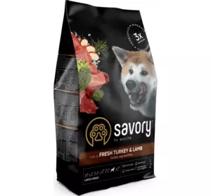 Сухий корм Сейворі Savory Large Breeds Fresh Turkey & Lamb з індичкою та ягням для собак великих порід, 3 кг Сухий корм Сейворі Savory Large Breeds Fresh Turkey & Lamb з індичкою та ягням для собак великих порід, 3 кг