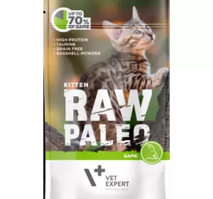 Вологий корм для кошенят Vet Expert Raw Paleo Kitten Game з дичиною, 100 г Вологий корм для кошенят Vet Expert Raw Paleo Kitten Game з дичиною, 100 г