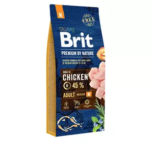 Сухий корм для дорослих собак середніх порід Бріт Brit Premium Adult M (вагою від 10 до 25 кг) з куркою 15 кг