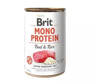 Вологий корм Бріт Brit Mono Protein Beef & Rice з яловичиною і темним рисом 400 г