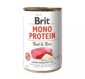 Вологий корм Бріт Brit Mono Protein Beef & Rice з яловичиною і темним рисом 400 г Вологий корм Бріт Brit Mono Protein Beef & Rice з яловичиною і темним рисом 400 г