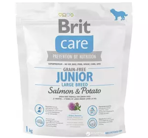 Сухий корм для цуценят гігантських порід Бріт Brit Care GF Junior Large Breed Salmon&Potato 1 кг Сухий корм для цуценят гігантських порід Бріт Brit Care GF Junior Large Breed Salmon&Potato 1 кг