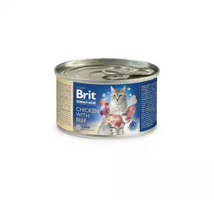 Вологий корм для котів Бріт Brit Premium by Nature Cat з куркою та яловичиною 200 г