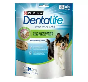 Додатковий сухий корм Purina Dentalife для дорослих собак середніх порід (для підтримки здоров'я порожнини рота) 5x23 г