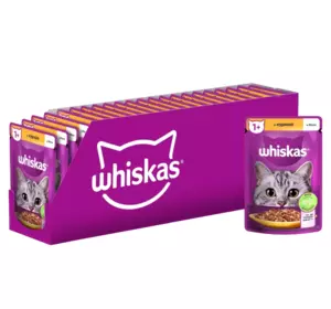 Вологий корм Whiskas (Віскас) з куркою в желе для дорослих котів 85 г (блок 28 шт) Вологий корм Whiskas (Віскас) з куркою в желе для дорослих котів 85 г (блок 28 шт)