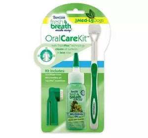 Догляд за зубами для собак Тропіклін TropiСlean Oral Care Kit великий набір для догляду за ротовою порожниною (2 види щіток, гель) Догляд за зубами для собак Тропіклін TropiСlean Oral Care Kit великий набір для догляду за ротовою порожниною (2 види щіток, гель)