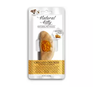 Ласощі для котів і собак Natural Kitty Original Series у вигляді шматочків курки гриль в гарбузовому соусі 30 г Ласощі для котів і собак Natural Kitty Original Series у вигляді шматочків курки гриль в гарбузовому соусі 30 г