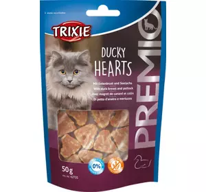 Ласощі для котів Trixie TX-42705 PREMIO Ducky Hearts з качиною грудкою і минтаєм 50 г Ласощі для котів Trixie TX-42705 PREMIO Ducky Hearts з качиною грудкою і минтаєм 50 г