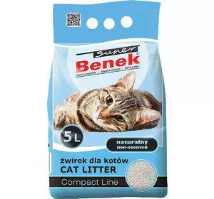 Наповнювач бентонітовий Супер Бенек Super Benek Compact Naturalny для котячих туалетів без запаху (дрібний), 5 л Наповнювач бентонітовий Супер Бенек Super Benek Compact Naturalny для котячих туалетів без запаху (дрібний), 5 л