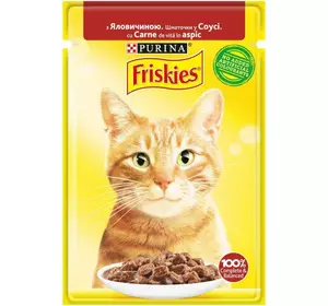 Корм для котів Friskies (Фріскіс) з яловичиною шматочки у соусі 85 г, Purina Корм для котів Friskies (Фріскіс) з яловичиною шматочки у соусі 85 г, Purina