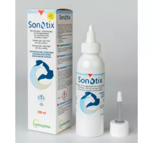 Сонотікс (Sonotix) розчин для промивання вух кішок і собак 120 мл VETOQUINOL Сонотікс (Sonotix) розчин для промивання вух кішок і собак 120 мл VETOQUINOL