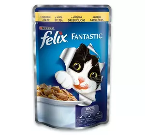 Вологий корм Фелікс Felix Fantastic консерви для кішок з куркою в желе 85 г