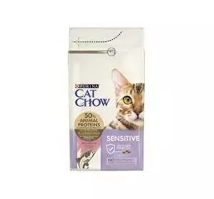 Сухий корм для дорослих котів із чутливою шкірою та травленням Cat Chow Sensitive з лососем 1.5 кг Сухий корм для дорослих котів із чутливою шкірою та травленням Cat Chow Sensitive з лососем 1.5 кг