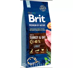 Сухий корм Бріт Brit Premium Dog Light для дорослих собак, 3 кг