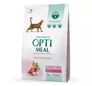 Сухой корм Optimeal з ягням для дорослих котів чутливим травленням 4 кг