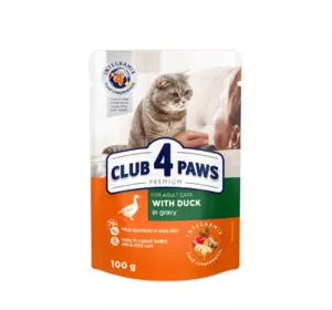 CLUB 4 PAWS (Клуб 4 Лапи) Преміум вологий корм для дорослих кішок з качкою в соусі, 85 г CLUB 4 PAWS (Клуб 4 Лапи) Преміум вологий корм для дорослих кішок з качкою в соусі, 85 г
