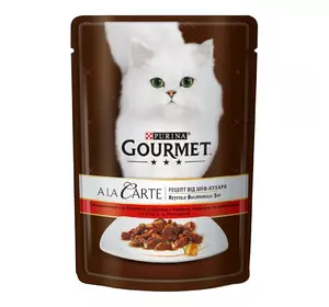Gourmet A La Carte Кусочки с говядиной, морковью, томатами и кабачками в подливе / 85 гр Gourmet A La Carte Кусочки с говядиной, морковью, томатами и кабачками в подливе / 85 гр