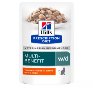 Вологий корм для котів Hill's Хіллс PD w/d при цукровому діабеті та для контролю ваги з куркою, пауч 85 г Вологий корм для котів Hill's Хіллс PD w/d при цукровому діабеті та для контролю ваги з куркою, пауч 85 г