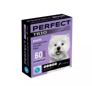 Краплі протипаразитарні PerFect TRIO для собак від 4 до 10 кг упаковка №3 піпетки по 0.8 мл Ветсинтез Краплі протипаразитарні PerFect TRIO для собак від 4 до 10 кг упаковка №3 піпетки по 0.8 мл Ветсинтез