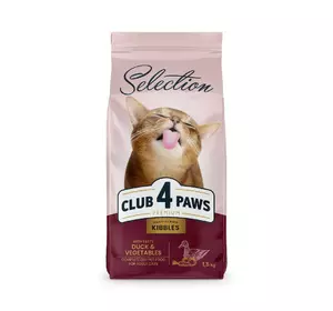 Повнораціонний сухий корм для дорослих котів CLUB 4 PAWS Selection (Клуб 4 Лапи Селекшн) з качкою, 1.5 кг Повнораціонний сухий корм для дорослих котів CLUB 4 PAWS Selection (Клуб 4 Лапи Селекшн) з качкою, 1.5 кг