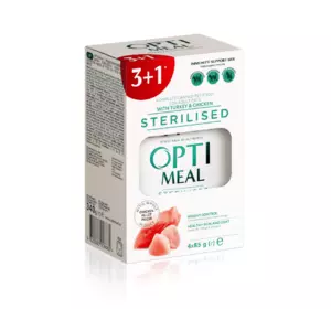 Набір вологого корму для стерилізованих/кастрованих котів Оптіміл Optimeal з індичкою та курячим філе в соусі (4 шт) Набір вологого корму для стерилізованих/кастрованих котів Оптіміл Optimeal з індичкою та курячим філе в соусі (4 шт)