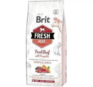 Сухий корм для цуценят і юніорів великих порід собак Бріт Brit Fresh Growth & Joints з яловичиною та гарбузом, 12 кг