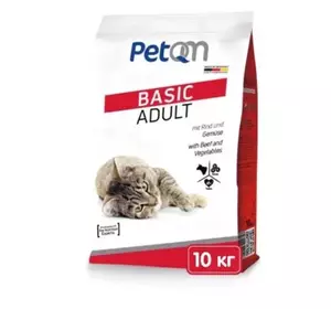 Сухий корм для котів PetQM Cat Basic Adult з яловичиною та овочами 10 кг Сухий корм для котів PetQM Cat Basic Adult з яловичиною та овочами 10 кг
