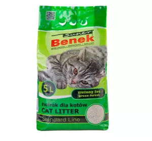 Наповнювач бентонітовий Супер Бенек Super Benek Standard Green Forest для котячих туалетів зелений ліс (середній), 5 л Наповнювач бентонітовий Супер Бенек Super Benek Standard Green Forest для котячих туалетів зелений ліс (середній), 5 л