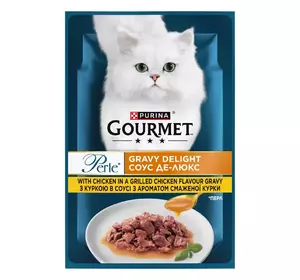 Консерви для кішок Gourmet Perle вологий корм міні філе у соусі з куркою, 85 г Консерви для кішок Gourmet Perle вологий корм міні філе у соусі з куркою, 85 г