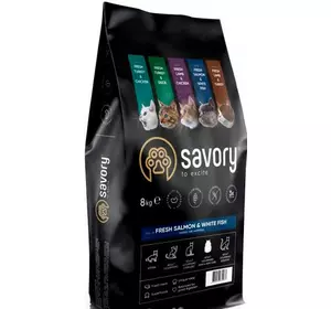 Сухий корм для довгошерстих котів Сейворі Savory Adult Cat Gourmand Fresh Salmon & White Fish з лососем, 8 кг Сухий корм для довгошерстих котів Сейворі Savory Adult Cat Gourmand Fresh Salmon & White Fish з лососем, 8 кг