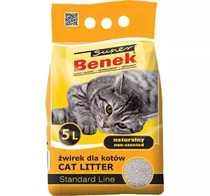 Наповнювач бентонітовий Супер Бенек Super Benek Standard для котячих туалетів натуральний без запаху (середній), 5 л Наповнювач бентонітовий Супер Бенек Super Benek Standard для котячих туалетів натуральний без запаху (середній), 5 л