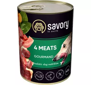 Вологий корм для дорослих собак Savory з чотирма видами м'яса 400 г