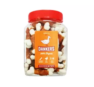 Смачні ласощі Dankers кальцієві кісточки з філе качки для собак, 500 г Смачні ласощі Dankers кальцієві кісточки з філе качки для собак, 500 г
