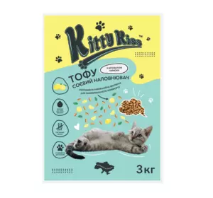 Наповнювач Кіті Кіс Kitty Kiss Тофу соєвий для котів з лимоном, 3 кг Наповнювач Кіті Кіс Kitty Kiss Тофу соєвий для котів з лимоном, 3 кг