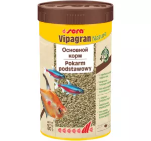 Основний корм Sera Vipagran Nature (Сера Віпагран) для риб усіх видів, що харчуються в середніх шарах води 250 мл (80 г) Основний корм Sera Vipagran Nature (Сера Віпагран) для риб усіх видів, що харчуються в середніх шарах води 250 мл (80 г)