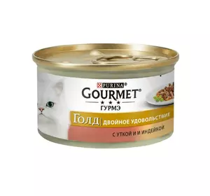 Консерва Gourmet Gold (Гурме Голд) для кішок подвійне задоволення з качкою та індичкою 85 г Консерва Gourmet Gold (Гурме Голд) для кішок подвійне задоволення з качкою та індичкою 85 г