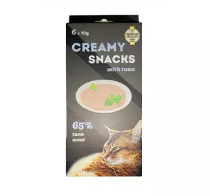 Ласощі Creamy Snacks (Кремі Снекс) для кішок, крем зі смаком тунця (в стиках), 6 х 10 г Ласощі Creamy Snacks (Кремі Снекс) для кішок, крем зі смаком тунця (в стиках), 6 х 10 г