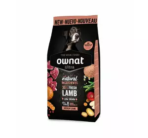 Сухий корм для дорослих собак Овнат Ownat Ultra Медіум середніх порід з ягням, 12 кг Сухий корм для дорослих собак Овнат Ownat Ultra Медіум середніх порід з ягням, 12 кг