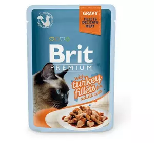 Вологий корм для котів із філе індички в соусі Бріт Brit Premium Cat pouch 85 г